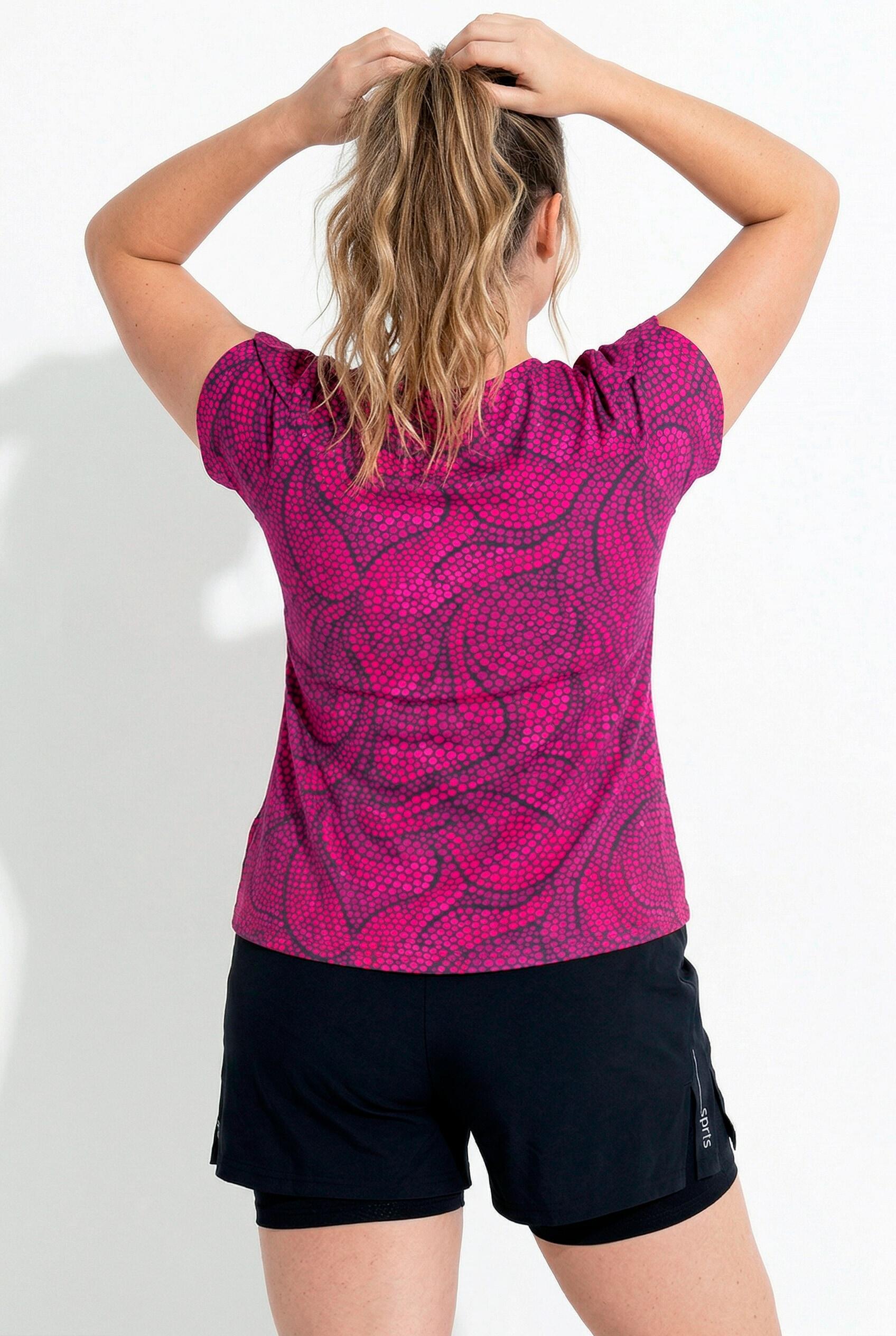 Femme T-shirt technique motif à fleurs décolleté rond et manches courtes 2/7