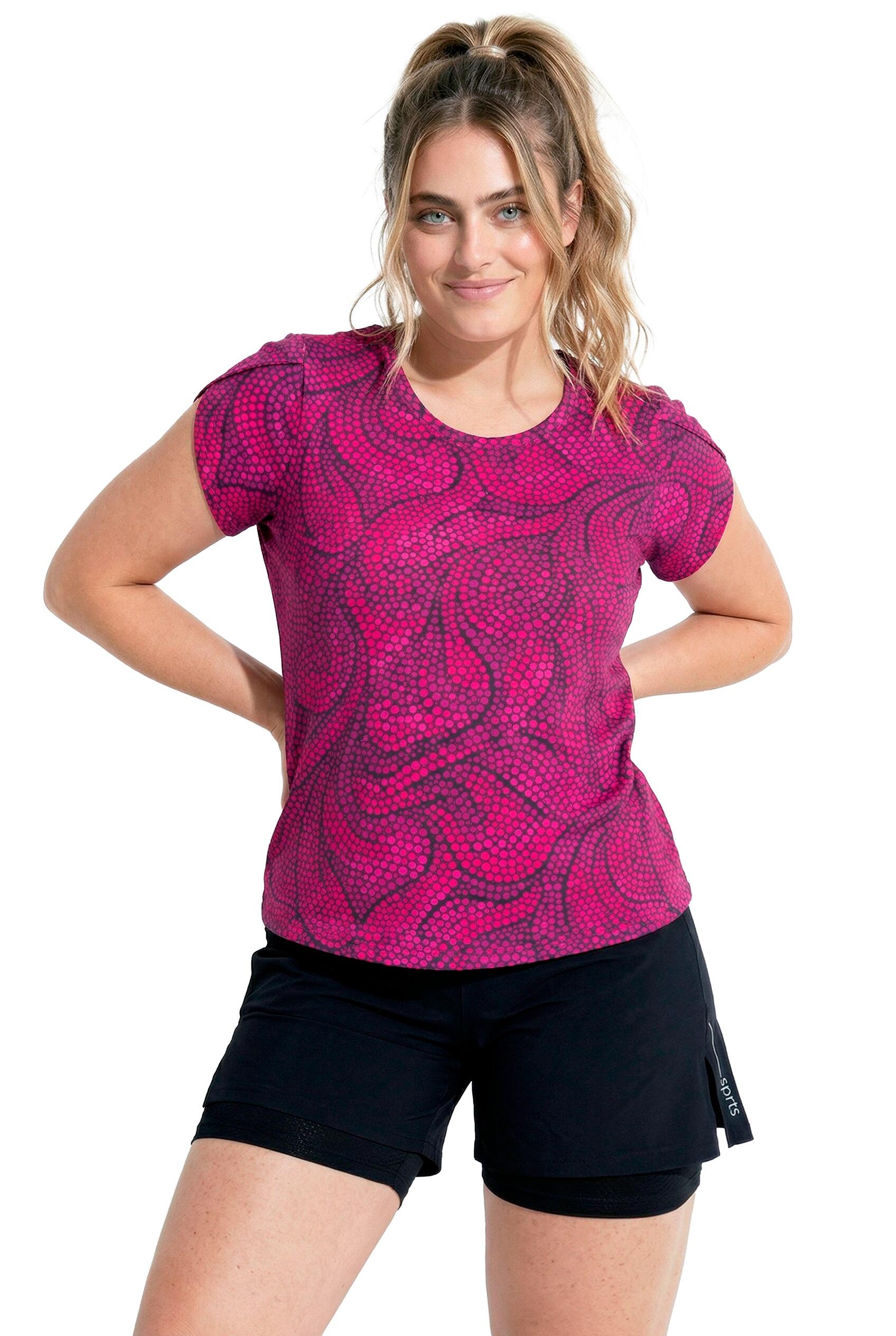 Femme T-shirt technique motif à fleurs décolleté rond et manches courtes 7/7