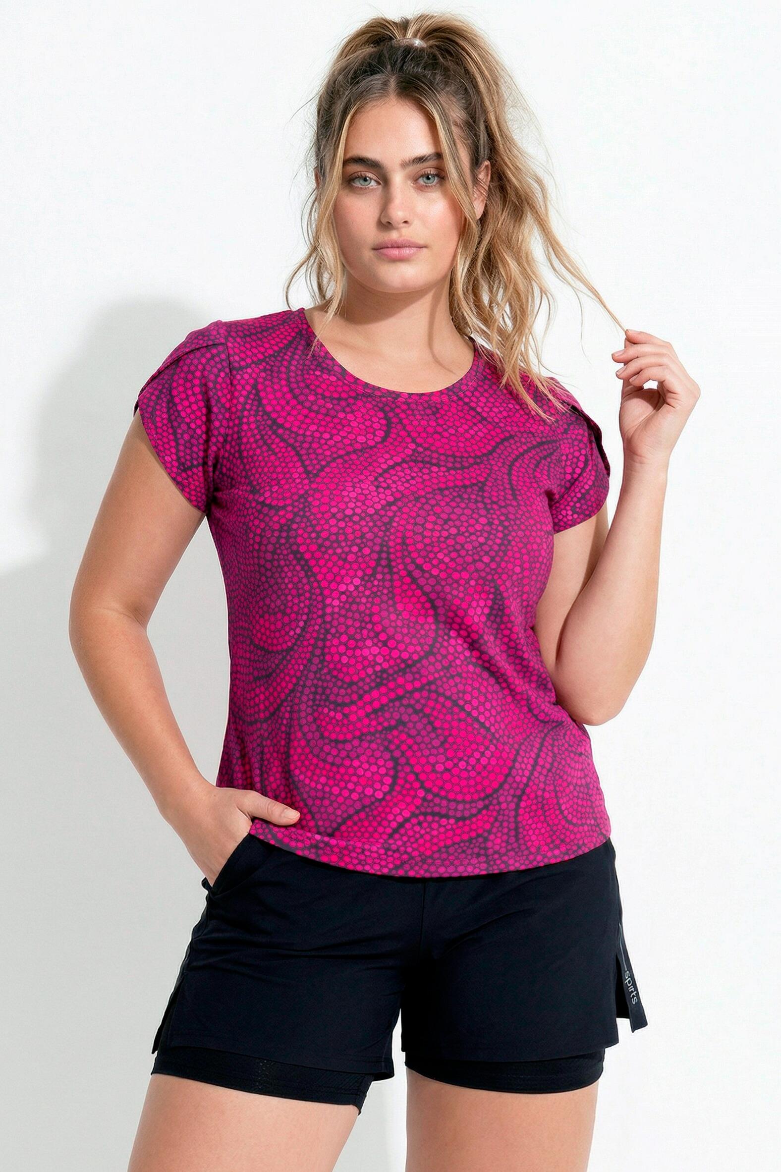 Femme T-shirt technique motif à fleurs décolleté rond et manches courtes 4/7