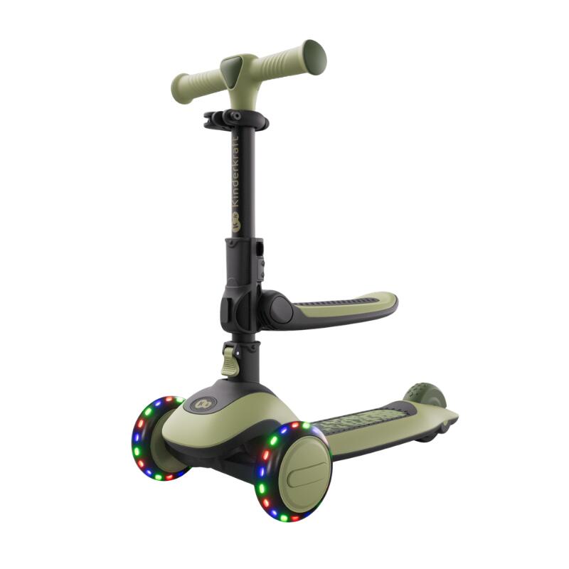 Trotinetă  Kinderkraft HALLEY 2, 3 Roți LED, cu șezut, GRASSLAND GREEN