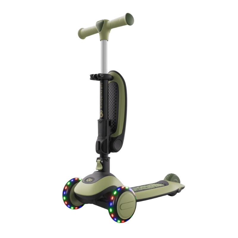 Trotinetă  Kinderkraft HALLEY 2, 3 Roți LED, cu șezut, GRASSLAND GREEN