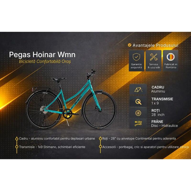 Bicicleta Oras Pegas Hoinar - 28 inch, M, Turcoaz