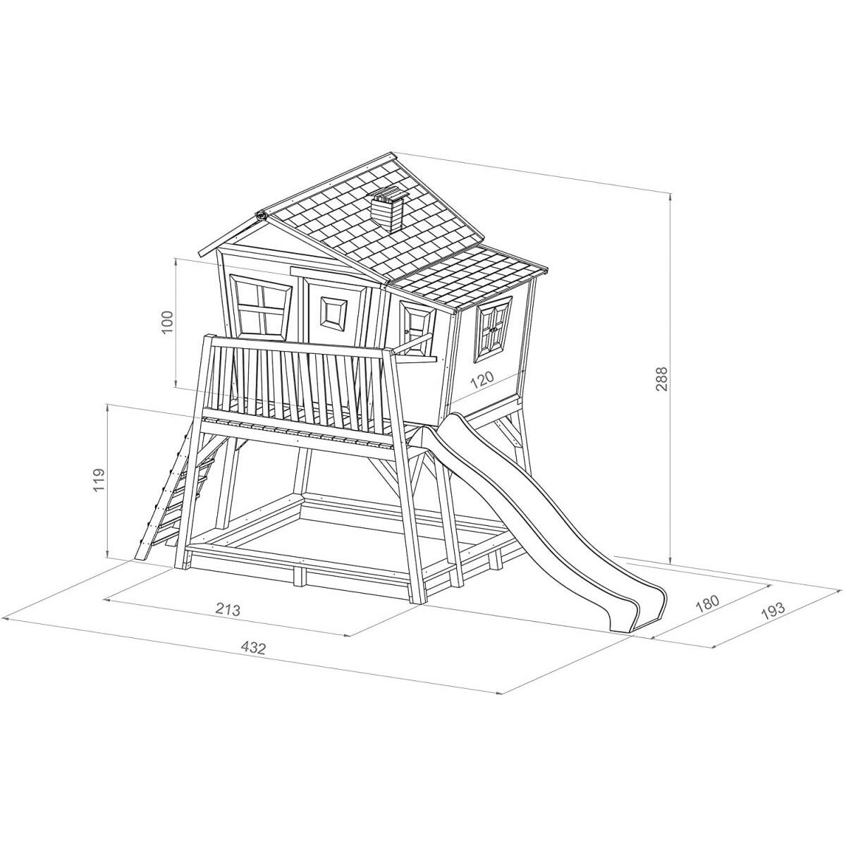 AXI Maisonette MAX Brown White mit weißer Rutsche und Sandkasten 3/3