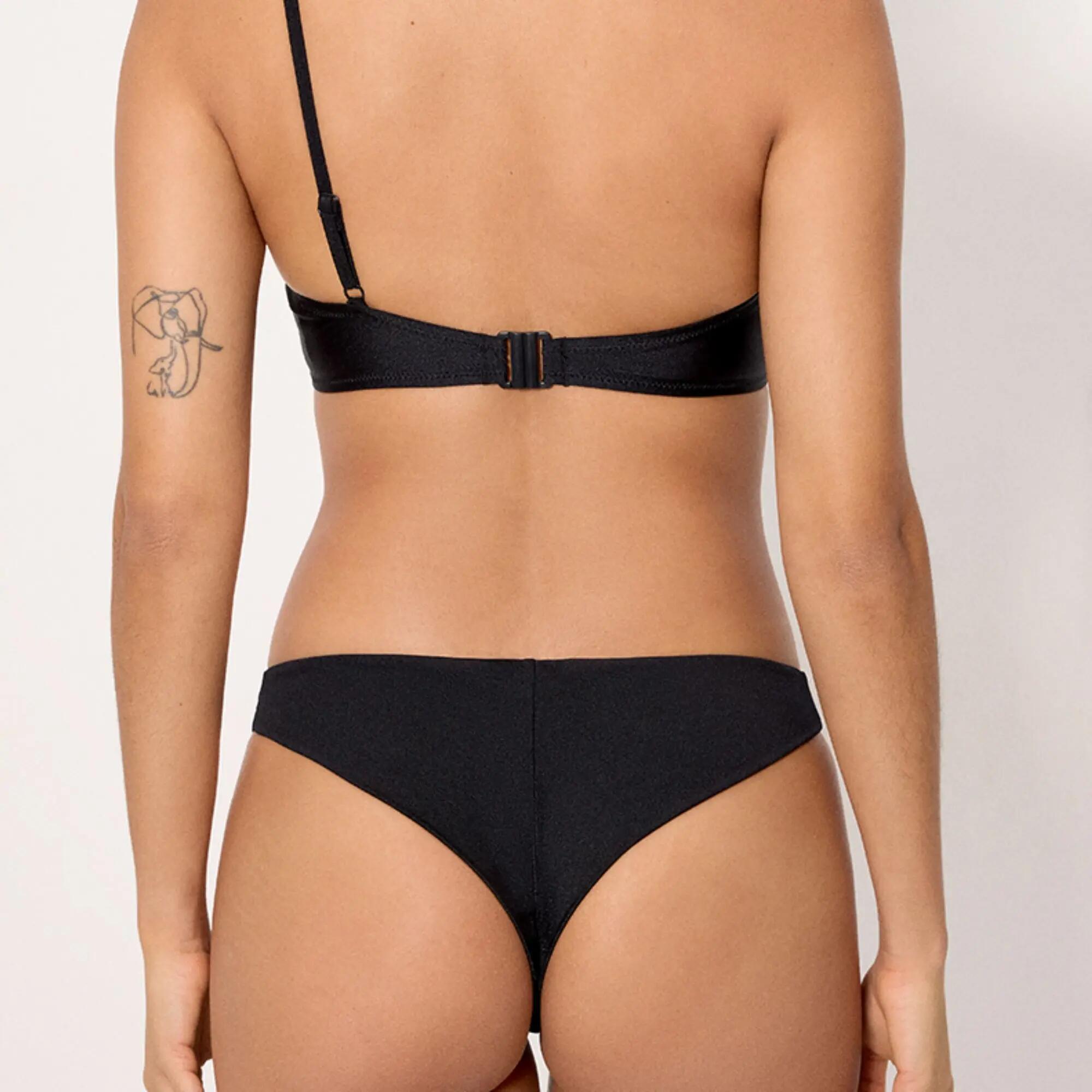 Bas de bikini brésilien noir à col en v 2/3
