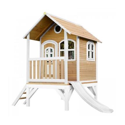 AXI Cabane enfant TOM Brun Blanc avec toboggan Blanc