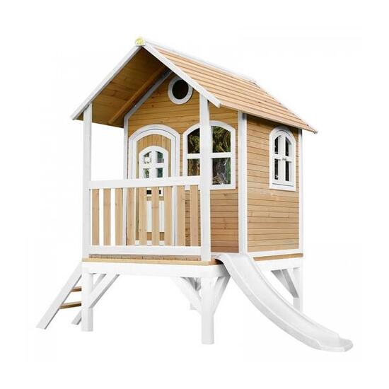 AXI Cabane enfant TOM Brun Blanc avec toboggan Blanc