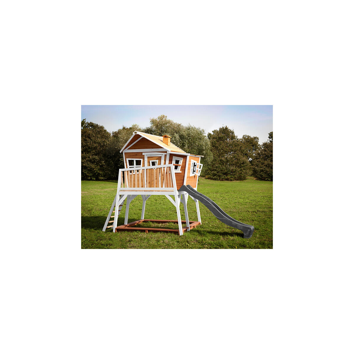 AXI Crooked Max Spielhaus Braun Weiß Rutsche Grau 4/5