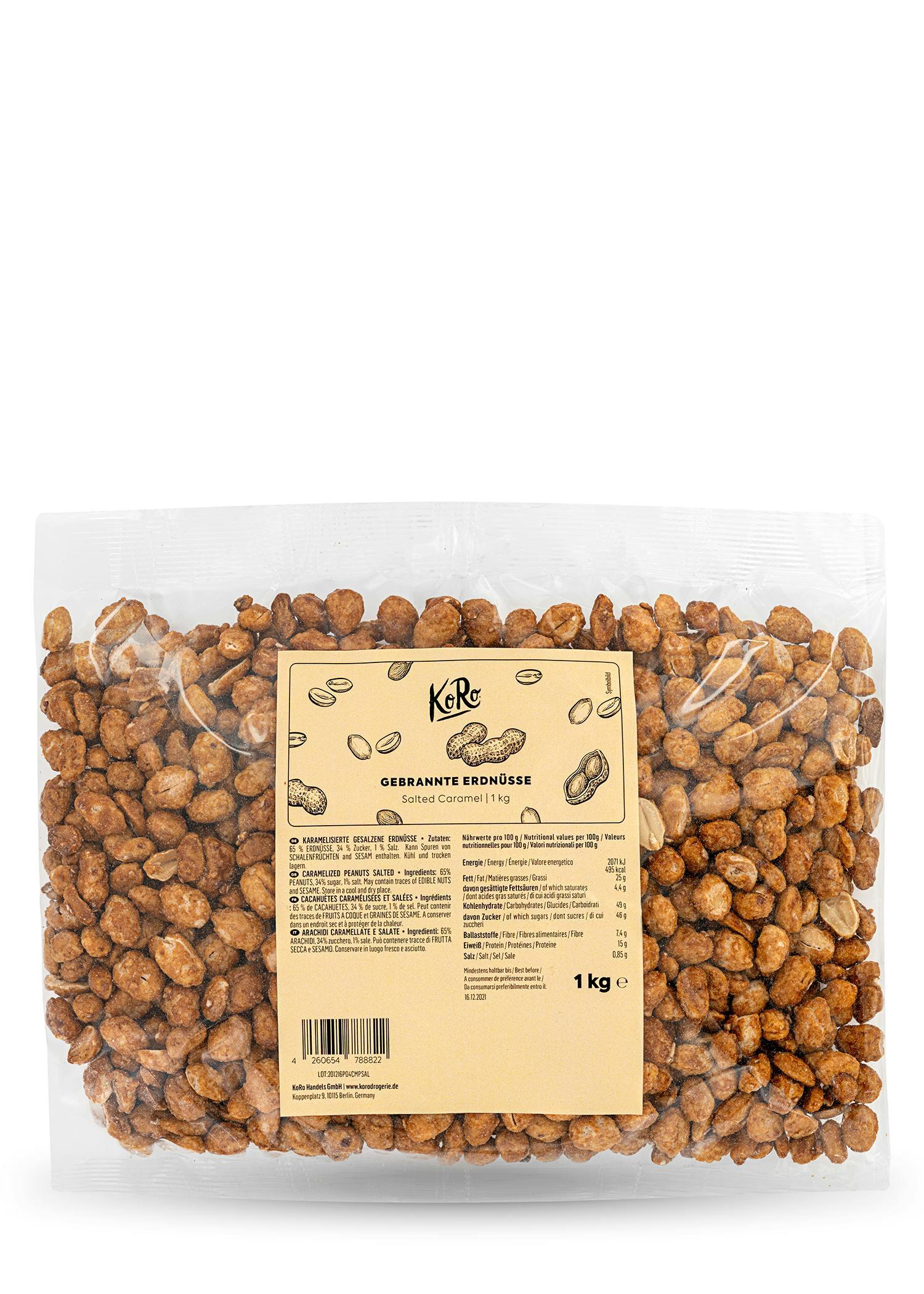 Cacahuètes grillées enrobées de caramel salé 1 kg 1/6