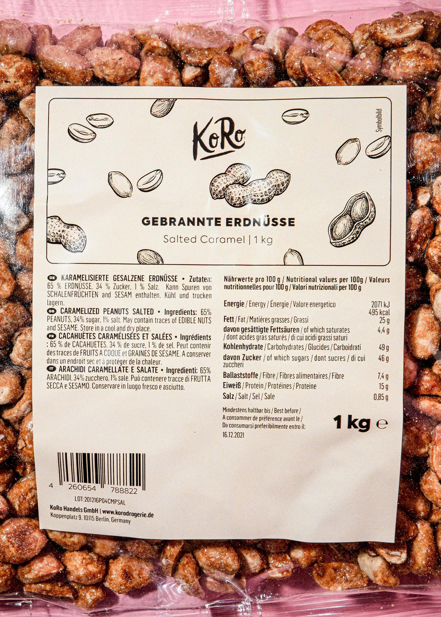 Cacahuètes grillées enrobées de caramel salé 1 kg 4/6