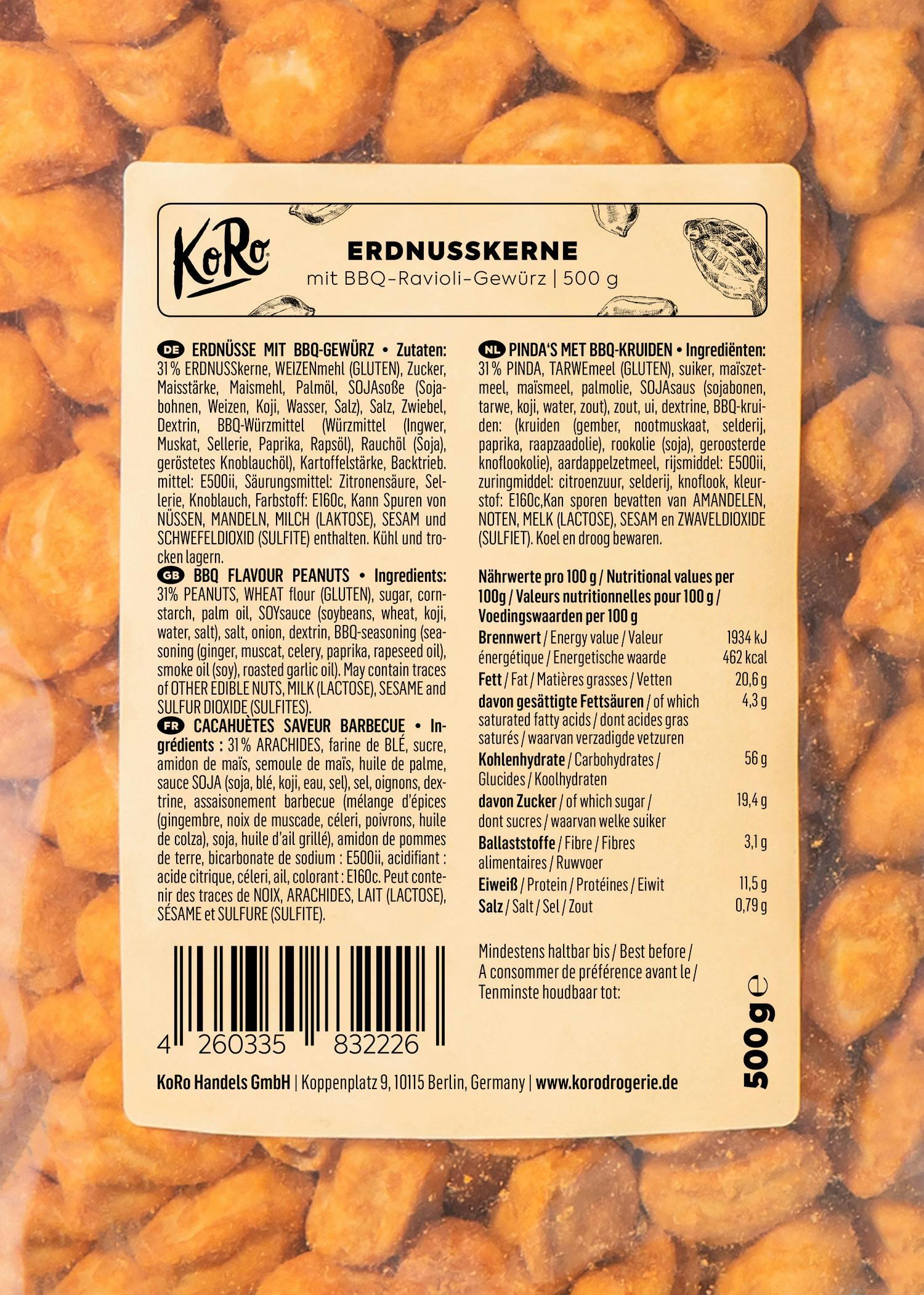 Cacahuètes saveur barbecue 500 g 4/7