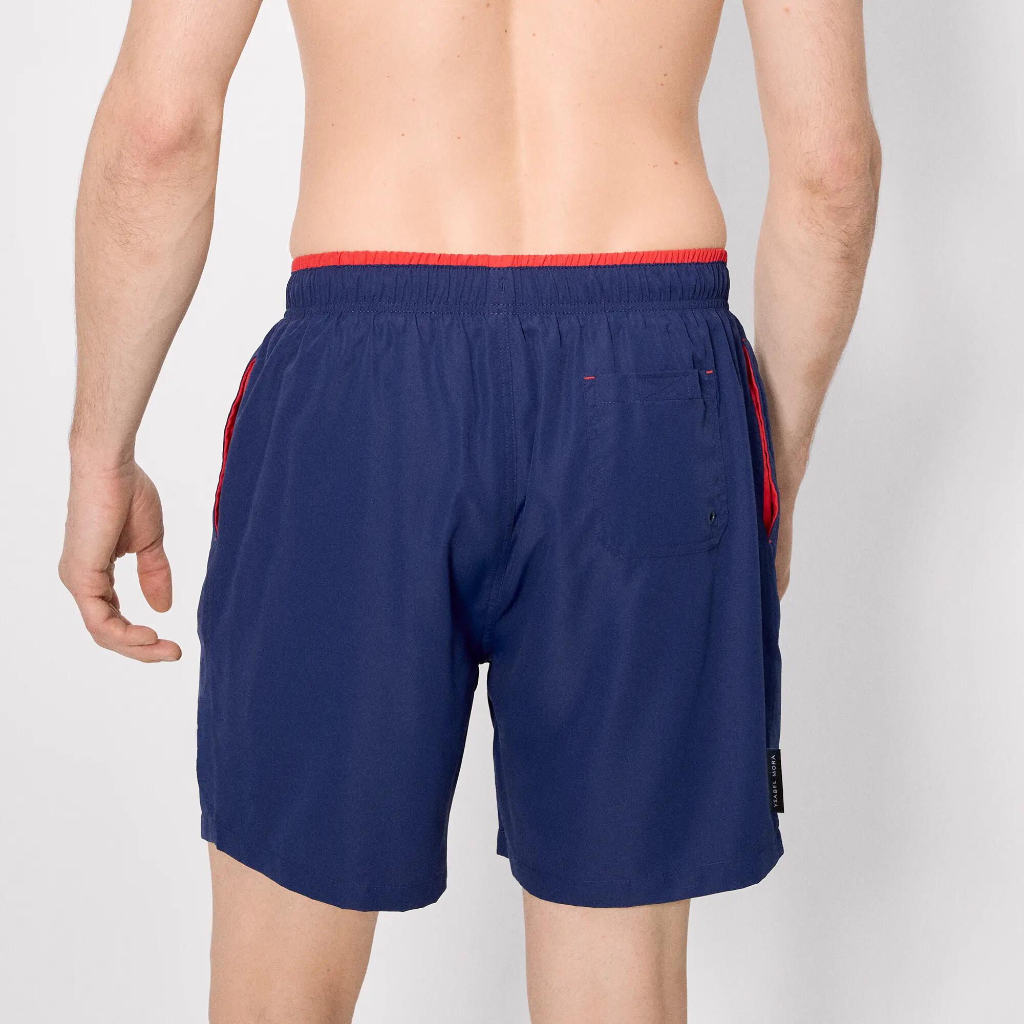 Maillot de bain long avec détail de taille bleu marine 2/4