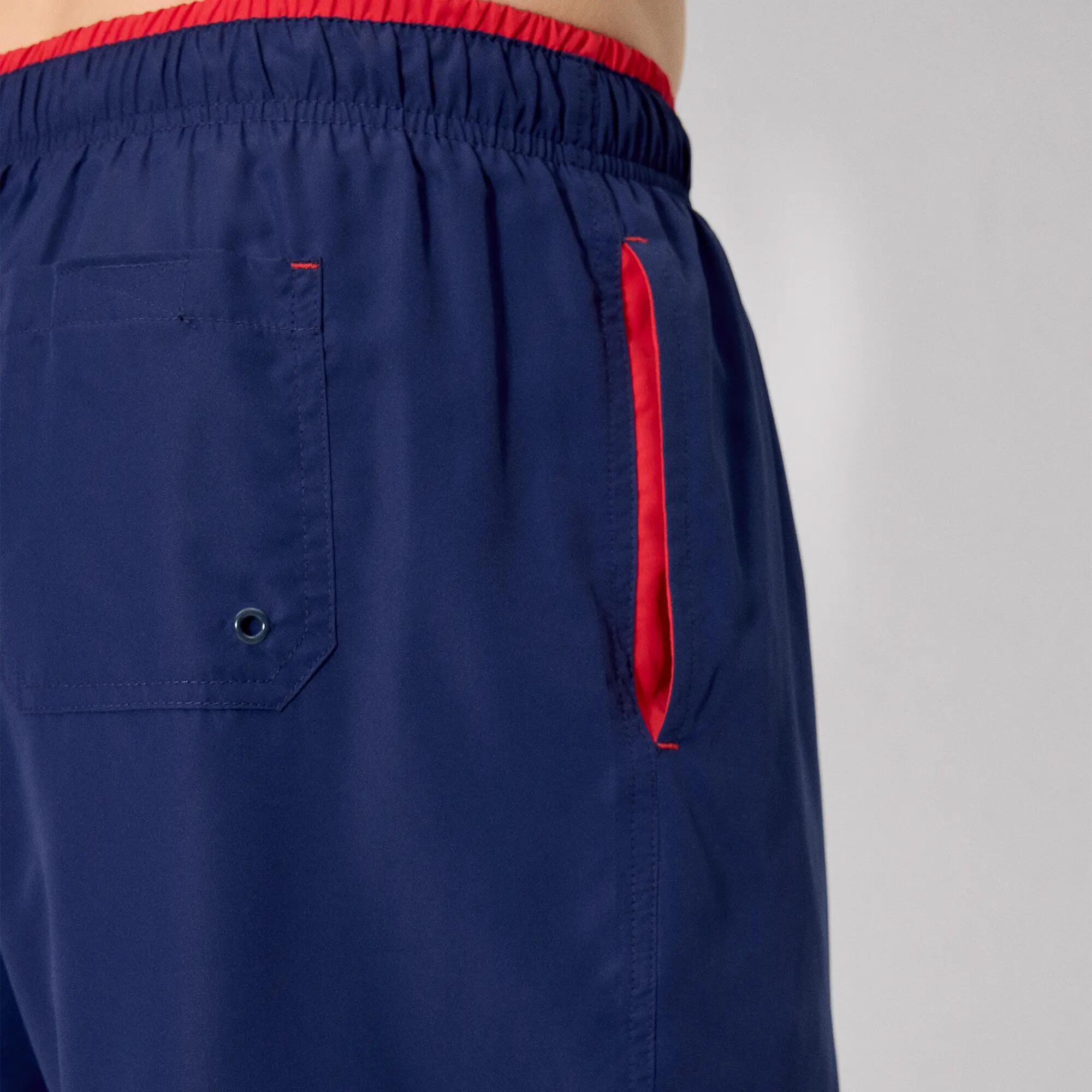 Maillot de bain long avec détail de taille bleu marine 4/4