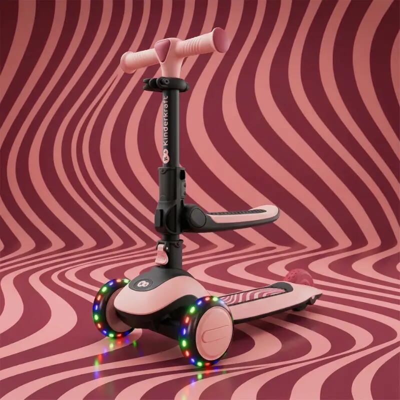 Trotinetă  Kinderkraft HALLEY 2, 3 Roți LED, cu șezut, ROSE PINK 2/15