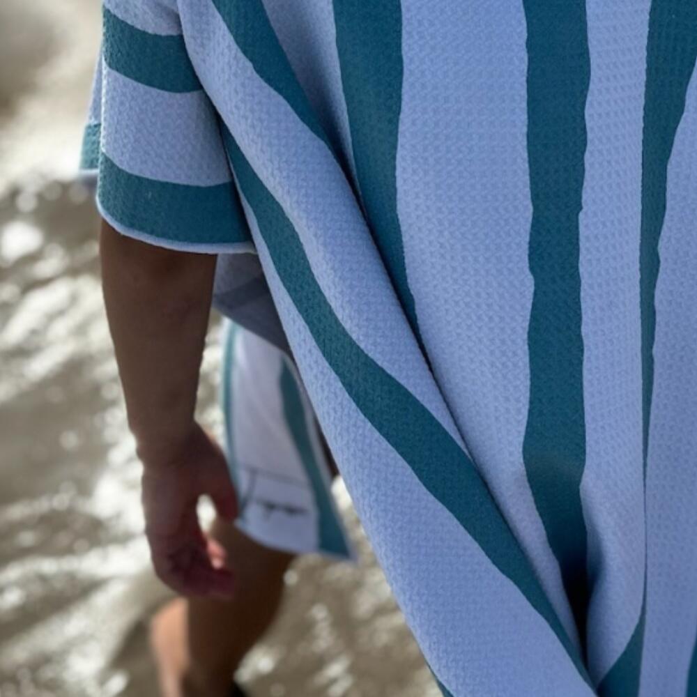 Poncho de Bain enfant 2-7 ans, rayé vert et blanc 7/7