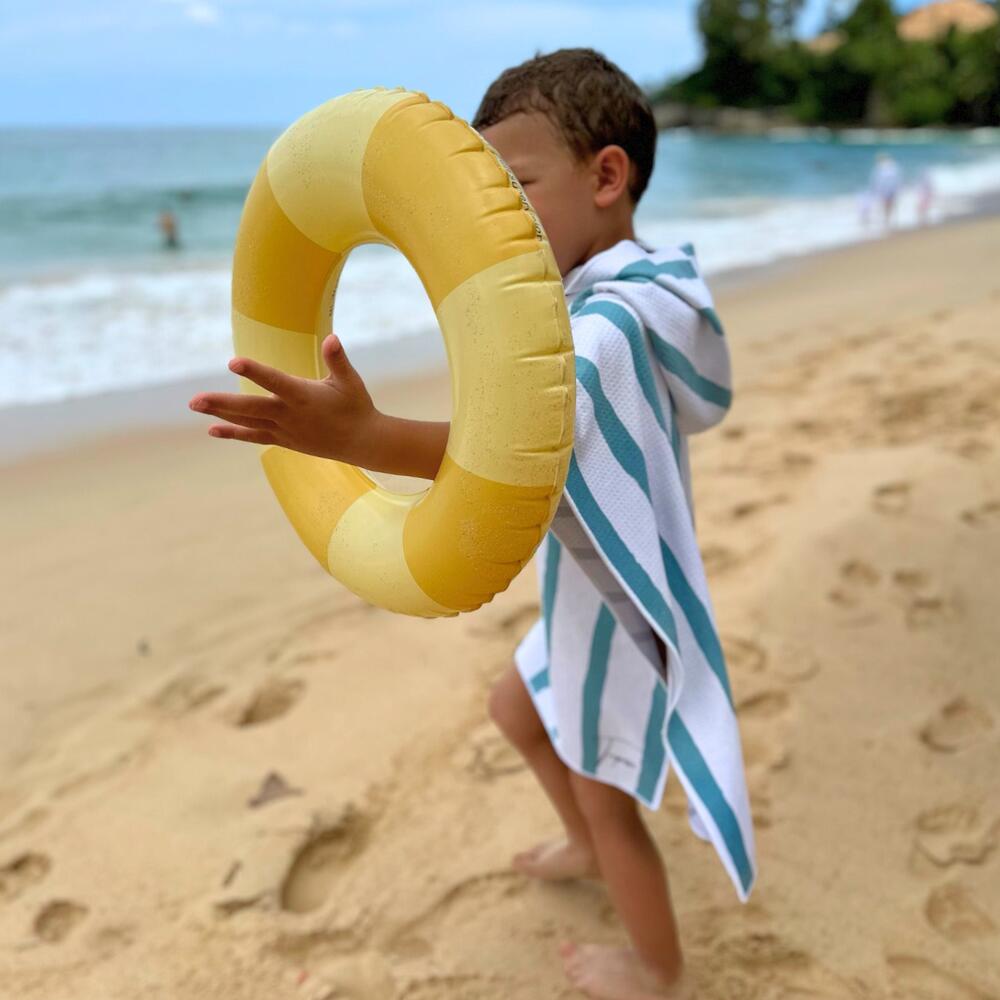 Poncho de Bain enfant 2-7 ans, rayé vert et blanc 4/7