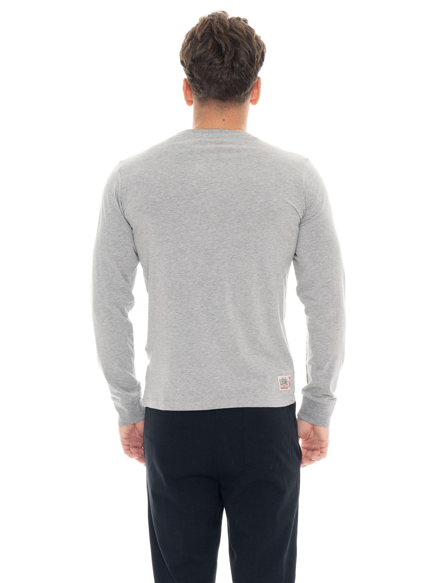 T-shirt en coton stretch à manches longues avec grand logo « Basic » pour hommes 4/5