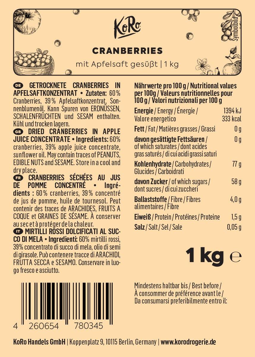 Cranberries sucrées au jus de pomme 1 kg 2/6