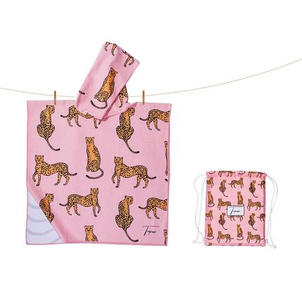 Poncho de Bain enfant 2-7 ans, rose motifs léopards