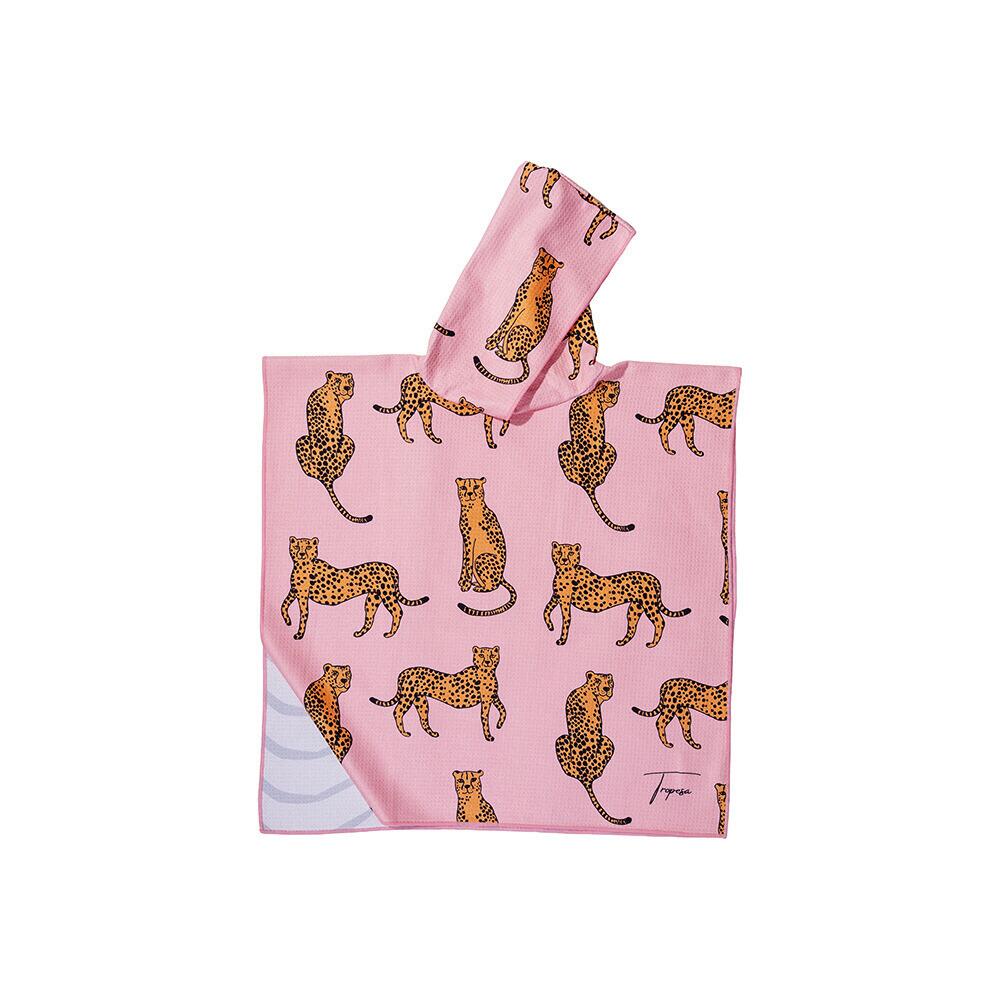 Poncho de Bain enfant 2-7 ans, rose motifs léopards 2/6