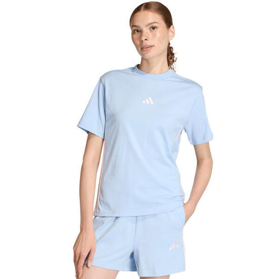 T-shirt ADIDAS femme 100% coton, coupe régulière, manches courtes, 3 bandes