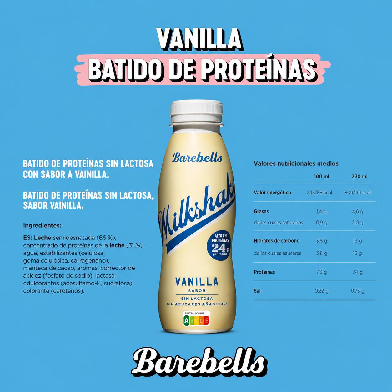 Batido de proteínas Milkshake 33cl Vanilla Barebells 4/6