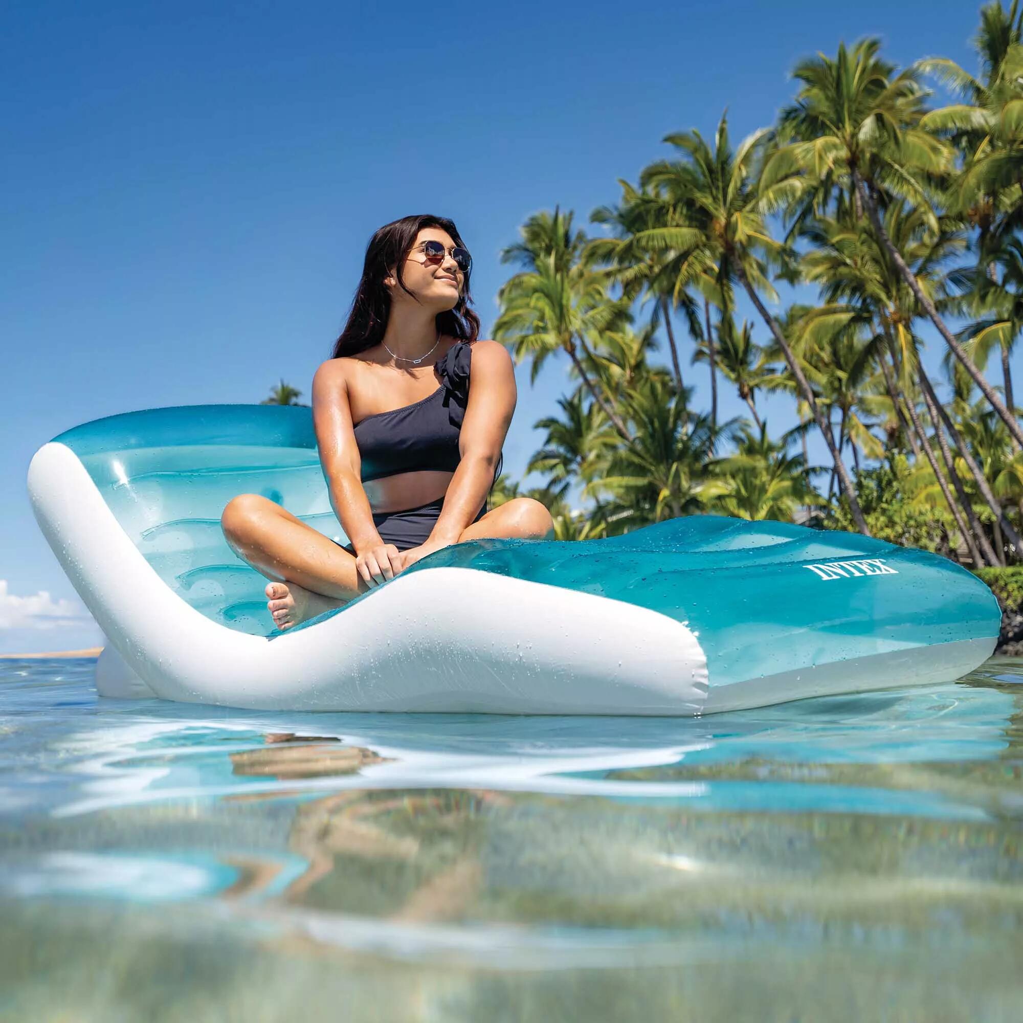 Tumbona hinchable Premium azul para piscina 99x191 cm INTEX 4/6