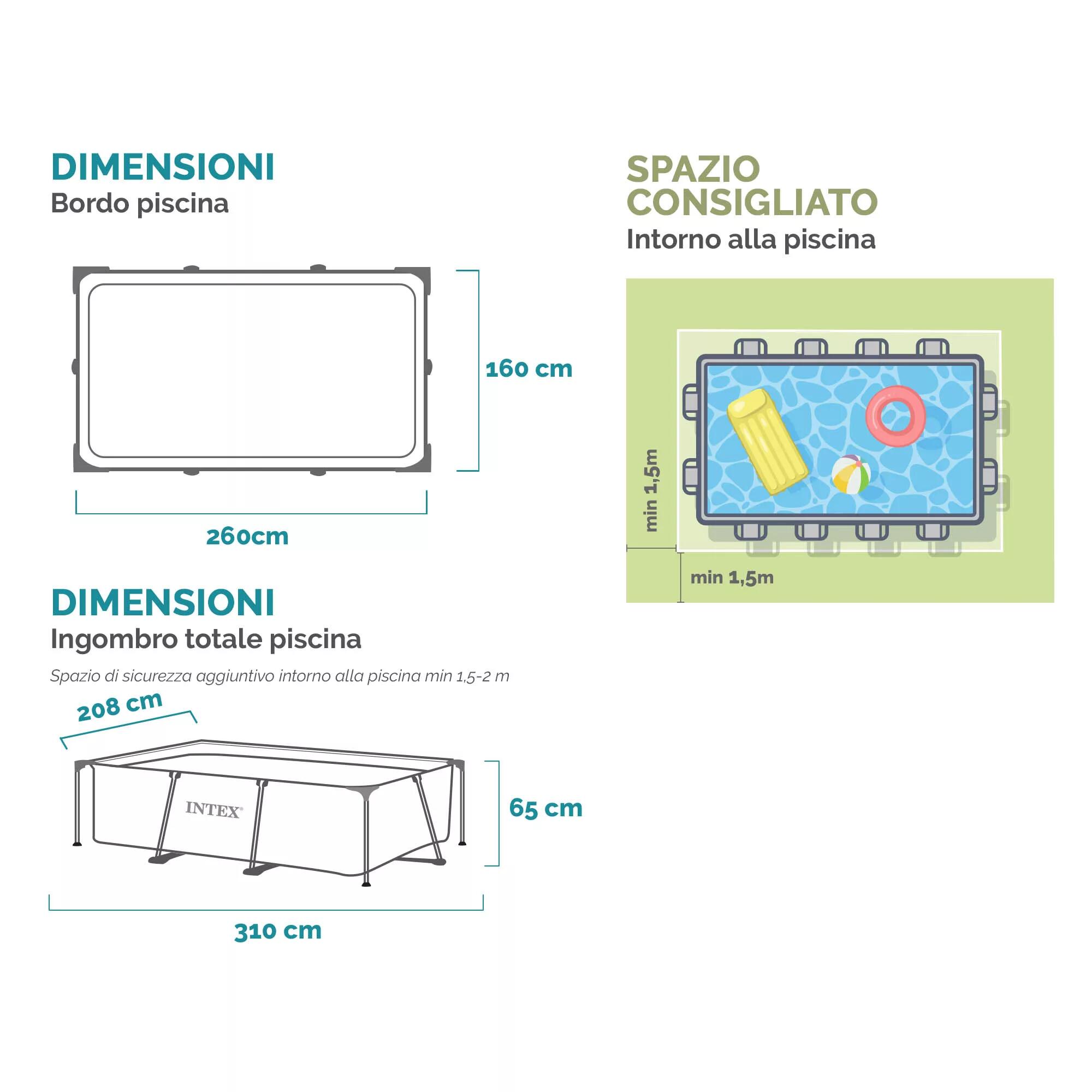 PISCINE TUBULAIRE INTEX METAL FRAME 2,60 X 1,60CM X 0,65 M 7/7