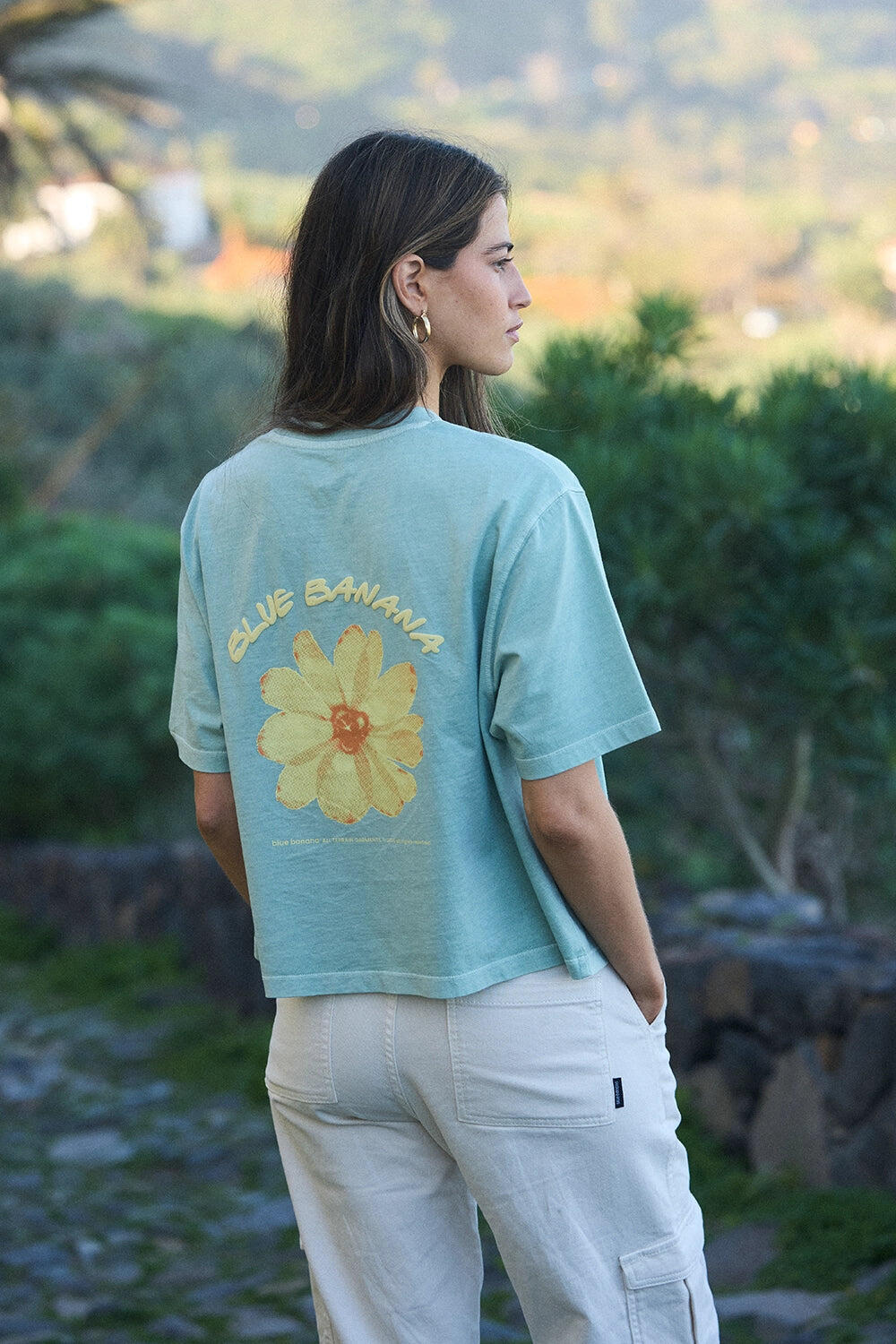 Camiseta Mujer Blue Banana Sage de Algodón 100% Orgánico 3/4