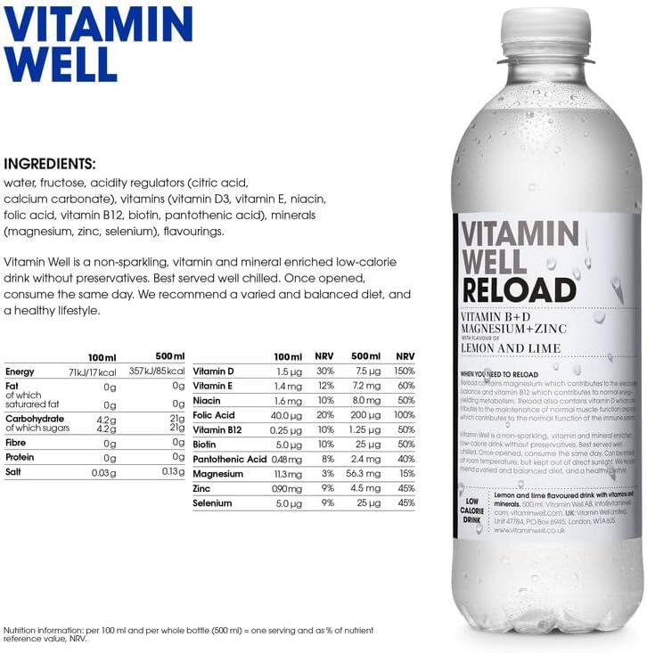 Bebida Vitaminada Reload 0,5l Lima Limón Vitamin Well 4/4