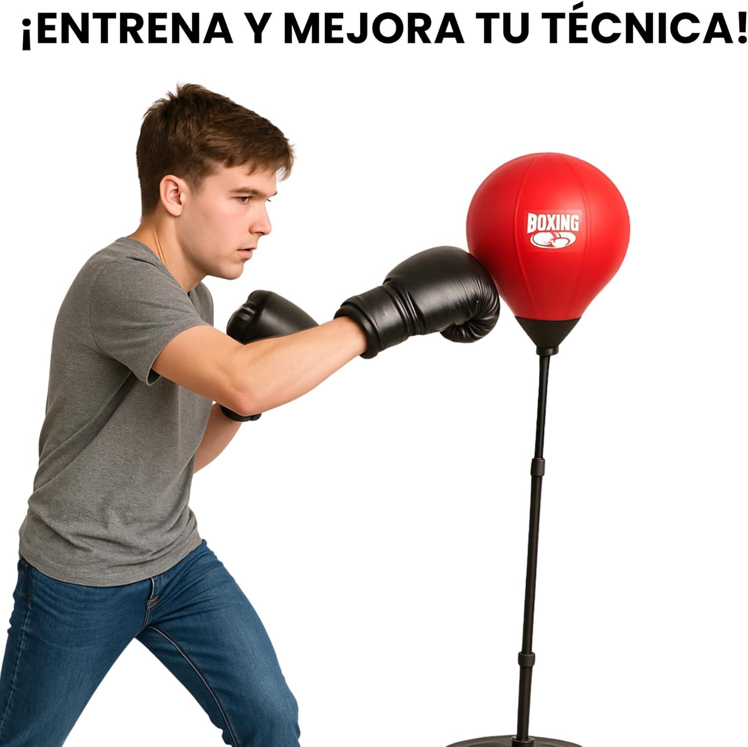 Ballon de frappe pour enfants DEVESSPORT rouge Hauteur réglable de 1,26 à 1,46 m 4/6