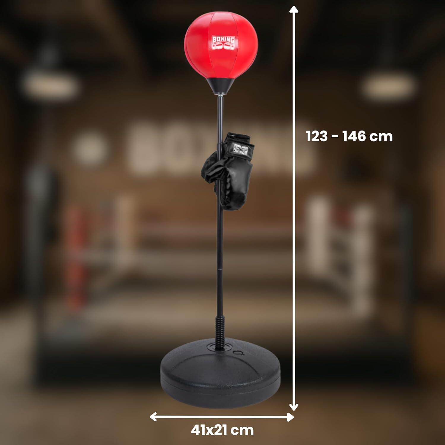Ballon de frappe pour enfants DEVESSPORT rouge Hauteur réglable de 1,26 à 1,46 m 6/6
