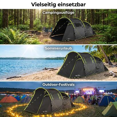 Zelt 4 Personen 3000 mm Wassersäule Campingzelt Fammilienzelt 6/7