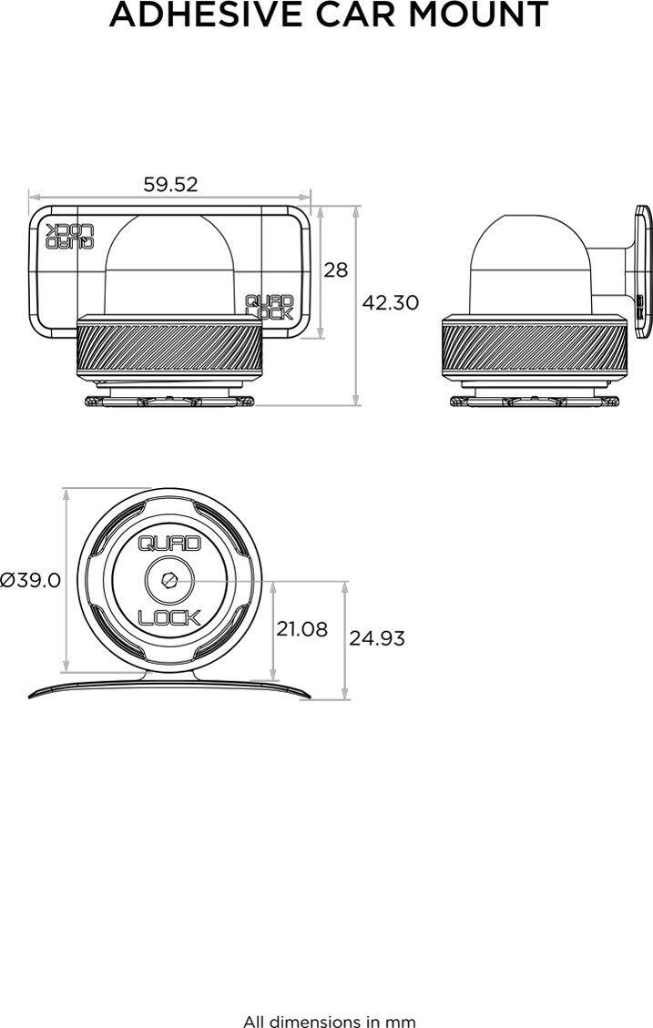 Suporte de Quad Lock Adhesive Dash/Console para automóvel 5/5