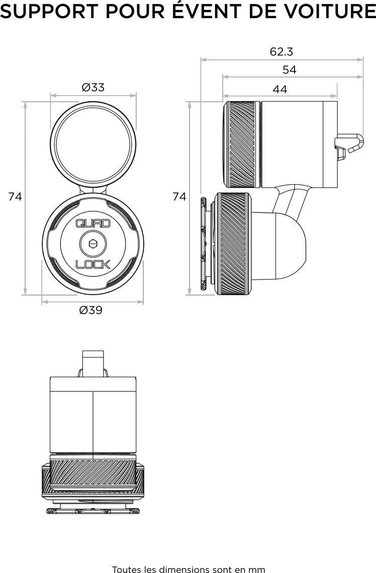 Suporte para ventilador de automóvel Quad Lock 2/4
