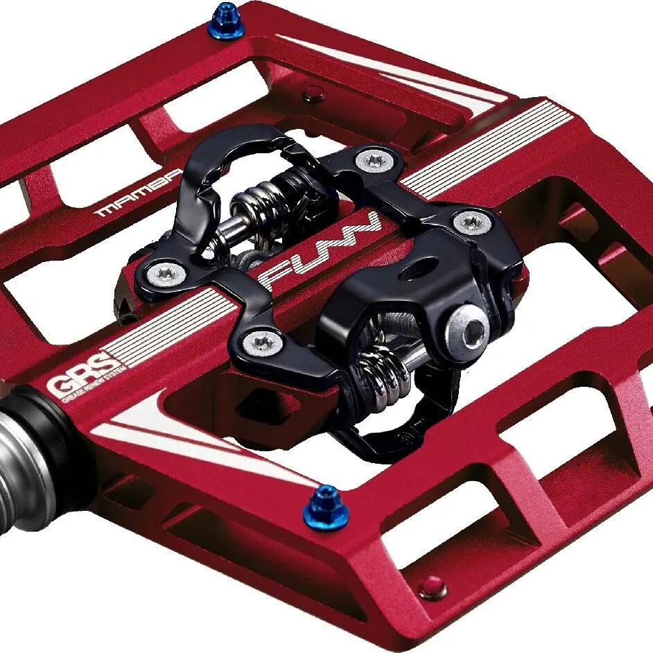 Pair of Funn Mamba GRS Double Side SPD Red Automatic Pedals with Cages