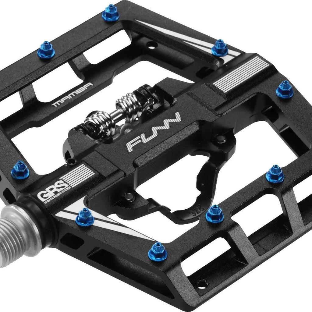 Pair of Funn Mamba GRS Single Side SPD Semi-Automatic Pedals with Cages Black