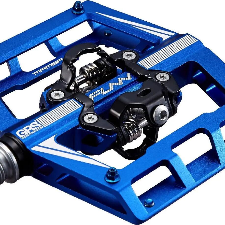 Pair of Funn Mamba GRS Double Side SPD Blue Automatic Pedals with Cages