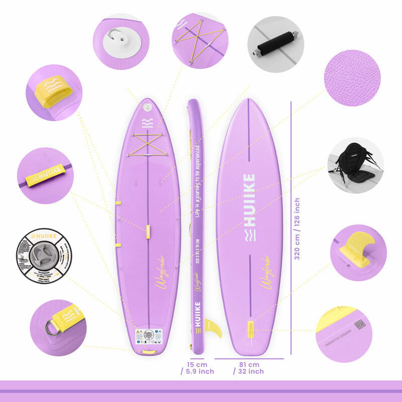 Tavola Sup Gonfiabile Adulti Touring 10’6” con Accessori, Fino a 130 kg, Lilac 2/8