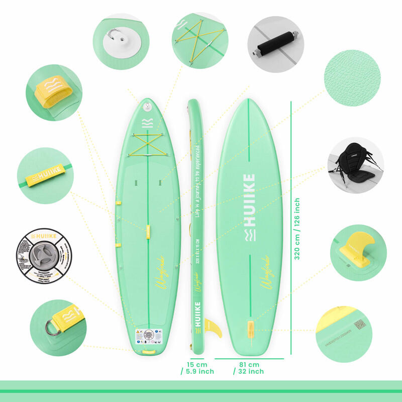 Tavola Sup Gonfiabile Adulti Touring 10’6” con Accessori, Fino a 130 kg, Aqua 2/8