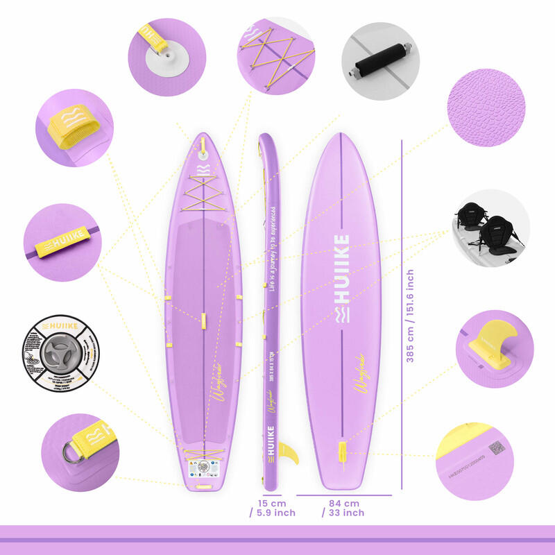 Prancha Stand Up Paddle Insuflável 2 Pessoas Touring 12’6 Acessórios 170kg Lilac 2/8