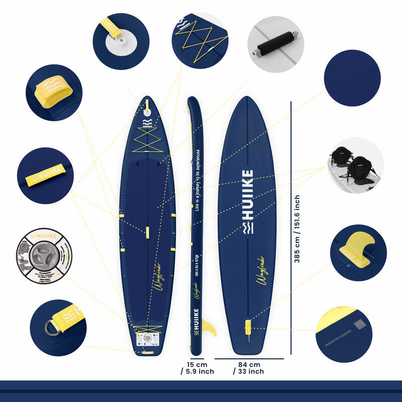 Tavola Sup Gonfiabile Adulti 2 Persone Touring 12’6” con Accessori, 170 kg Navy 2/8