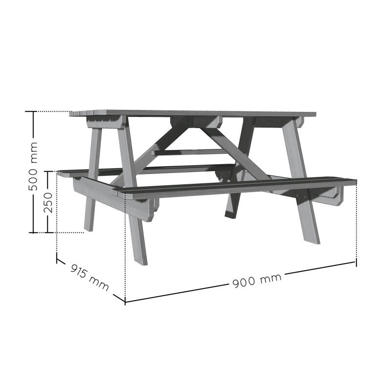Table de pique-nique en bois pour enfants grise PICNIC 3/5