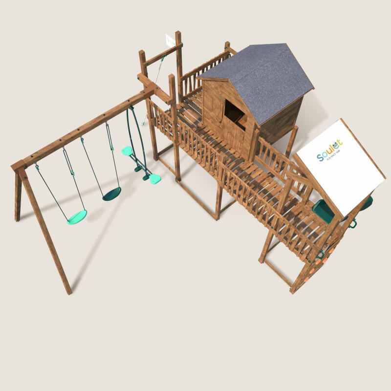 Aire de jeux avec cabane et toboggan COTTAGE FUNNY 5/5