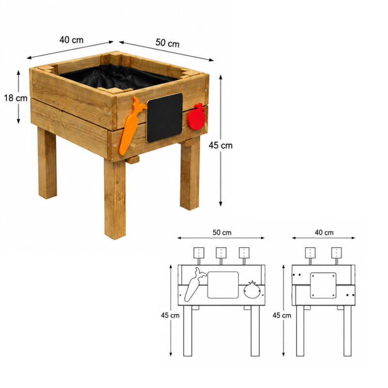 Carré potager en bois avec ardoises pour enfants 26L MARGUERITE 3/5