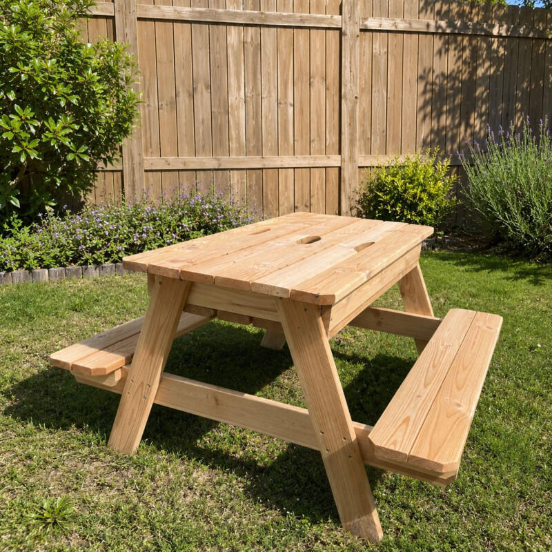 Table d'activités en bois avec bac à sable intégré pour enfants 2/5