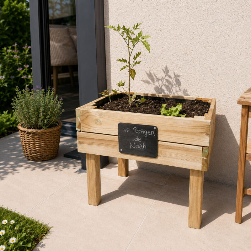 Carré potager en bois avec ardoises pour enfants 26L MARGUERITE 2/5