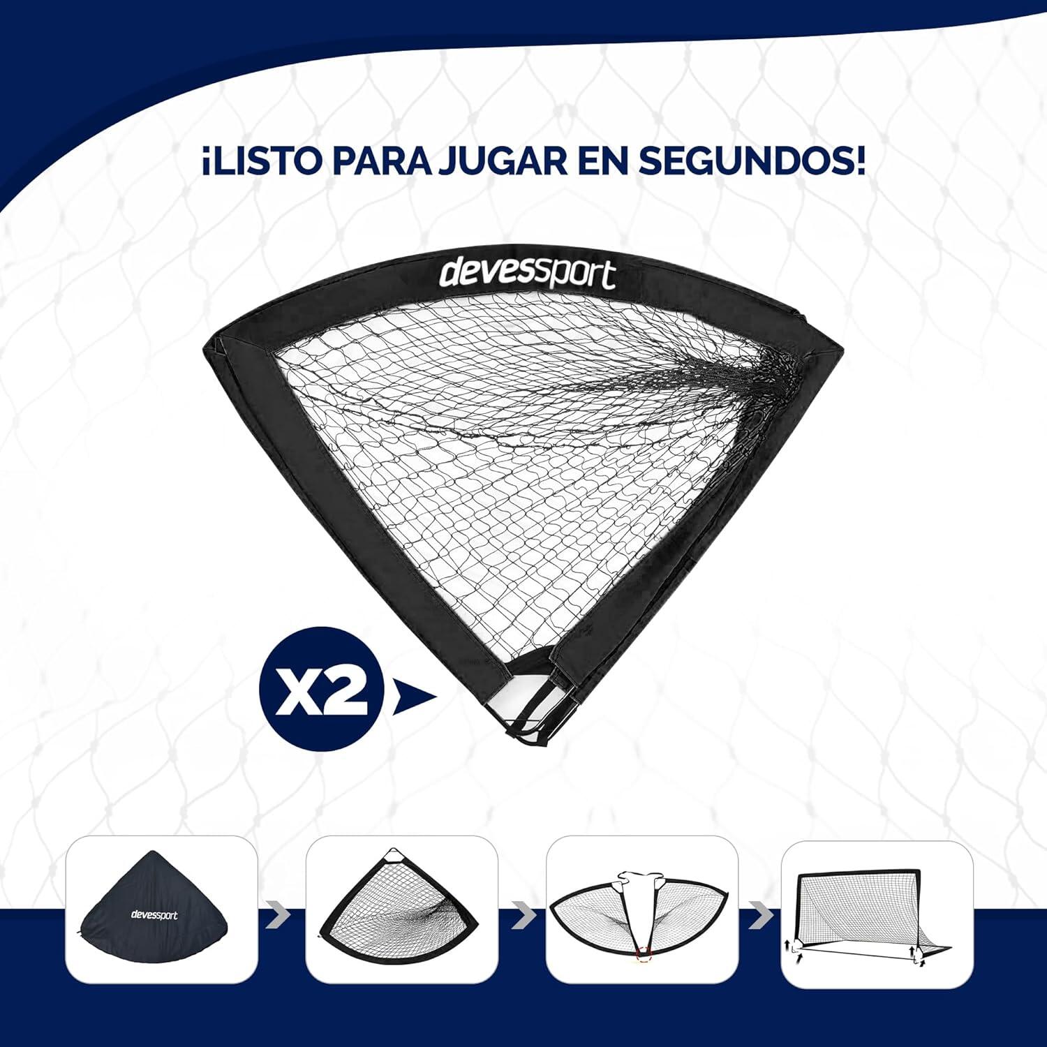 Buts de football pliables Devessport, lot de 2 unités, 120 x 90 x 90 cm 3/7