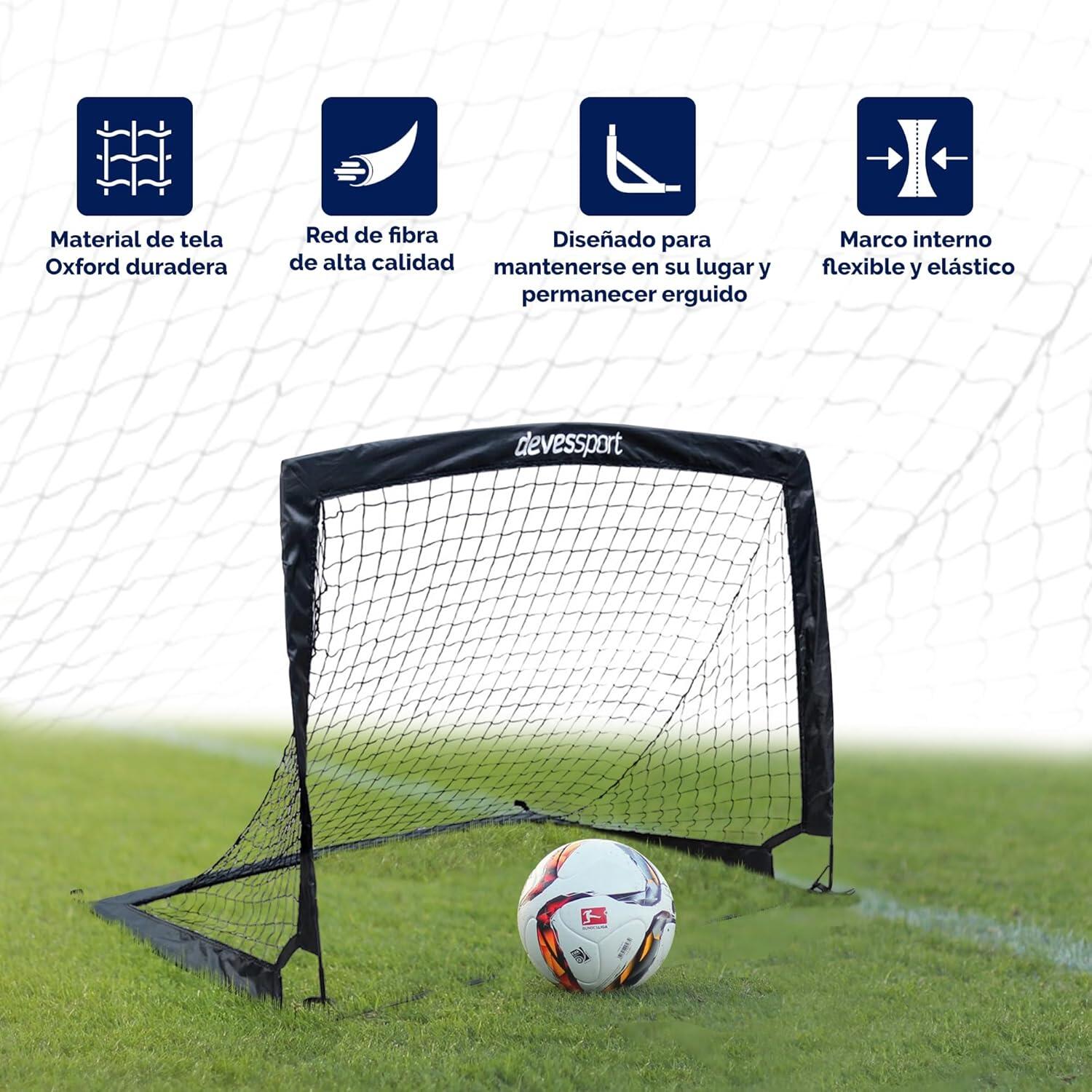 Buts de football pliables Devessport, lot de 2 unités, 120 x 90 x 90 cm 2/7