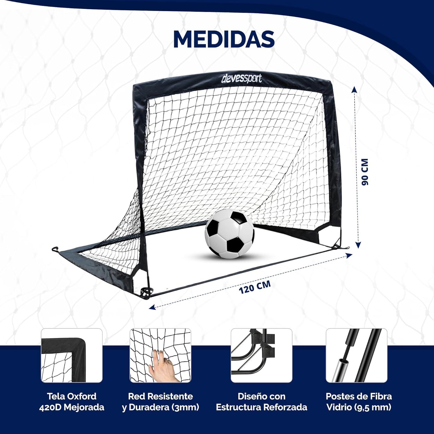 Buts de football pliables Devessport, lot de 2 unités, 120 x 90 x 90 cm 5/7