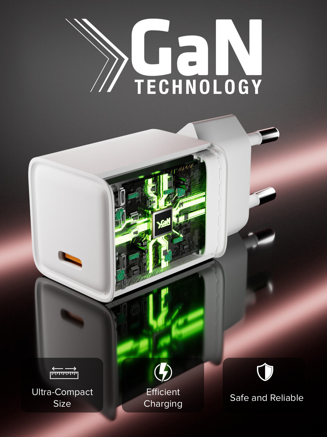 Caricatore Caricabatterie GaN 30W Power Delivery 6/7